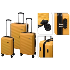 Koffertsett 3 stk. med 4 roterende hjul, gul