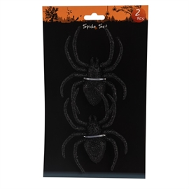 Halloween Black Edderkopper 13 cm, 2 stk.