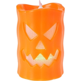 Halloween LED gresskarblokklys med fargeskifte 9 cm, oransje