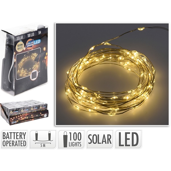 Solar Silverwire LED-kjede varmhvit 100 LED