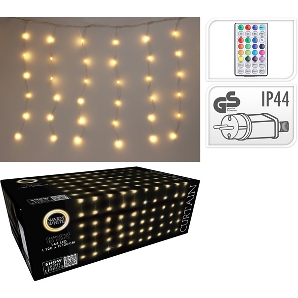 LED Gardinlys 120 x 120 cm 144 LED, Varmhvit 