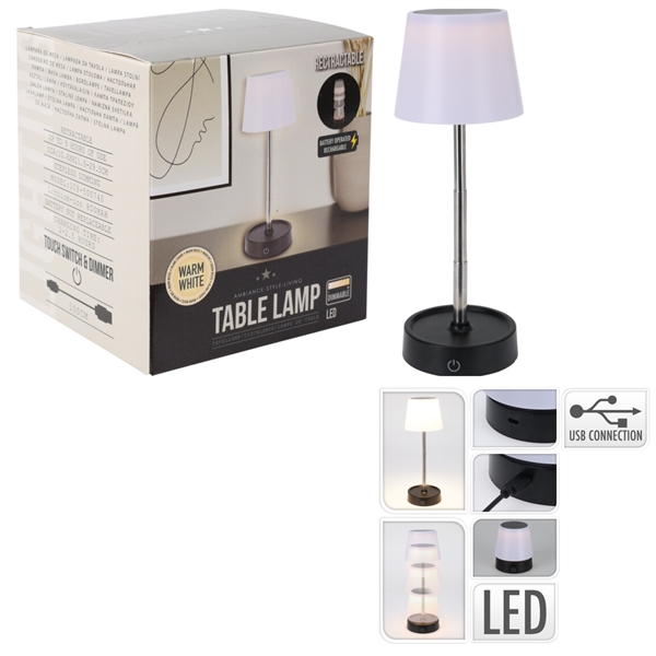 Oppladbar LED-bordlampe Dimbar, varmhvit