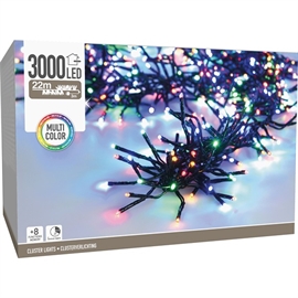 LED Cluster String Lights 21,8 m 3000 LED, Flerfarget 