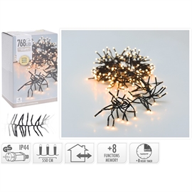 LED Cluster String Lights 5,5 m 768 LEDs, Ekstra Varm Hvit  