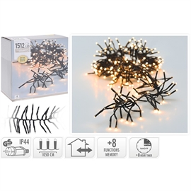 LED Cluster String Lights 10,5 m 1512 LED, Ekstra Varm Hvit