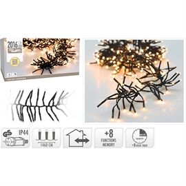 LED Cluster String Lights 14,6 m 2016 LED, Ekstra Varm Hvit  