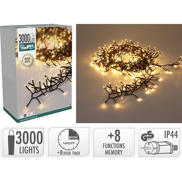 LED Treecluster String Lights 39 m 3000 LED, Varmhvit 